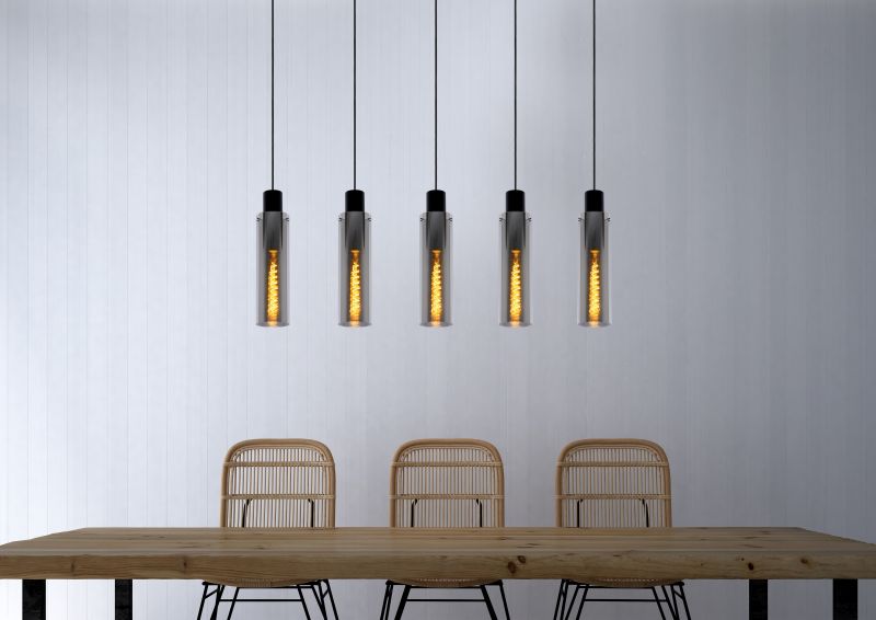 Lucide ORLANDO - Závesné svietidlo - 5xE27 - Smoke Grey